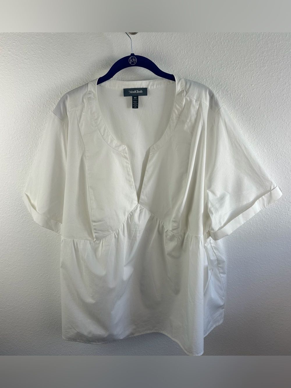 ModCloth White Short Sleeve Cotton Baby Doll Blouse Size 4X NWT